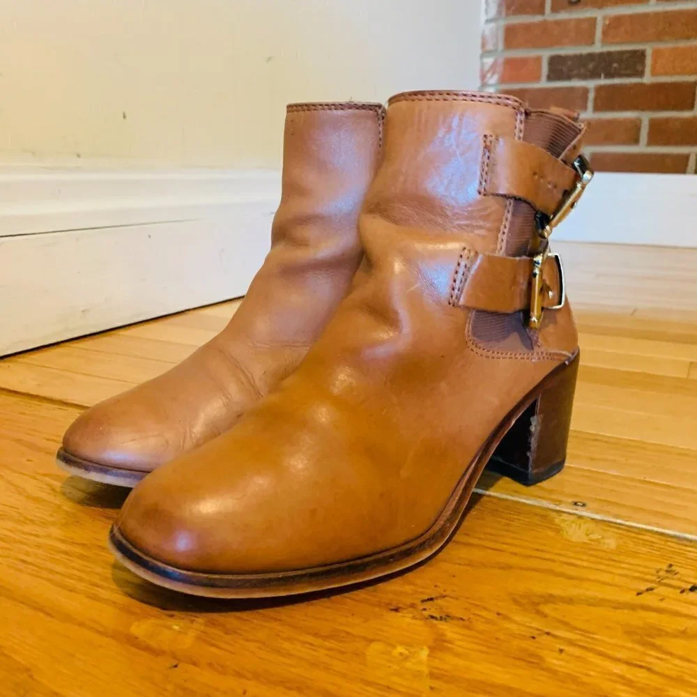Sam Edelman Women's Ankle Boots Size 6.5 Leather Tan/Brown